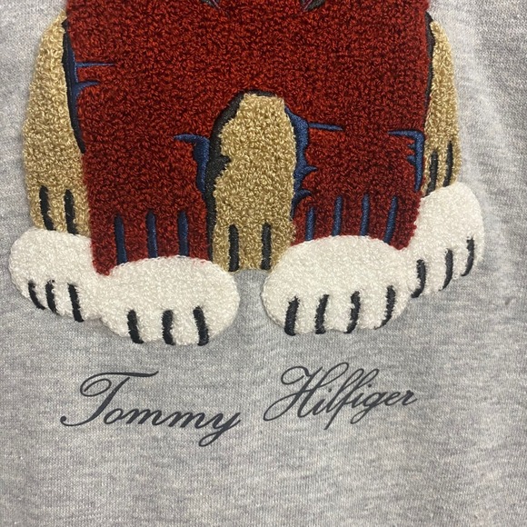 Tommy Hilfiger Polar Bear Looped Appliqué Logo Preppy Gray Sweater Size Large - Picture 4 of 9